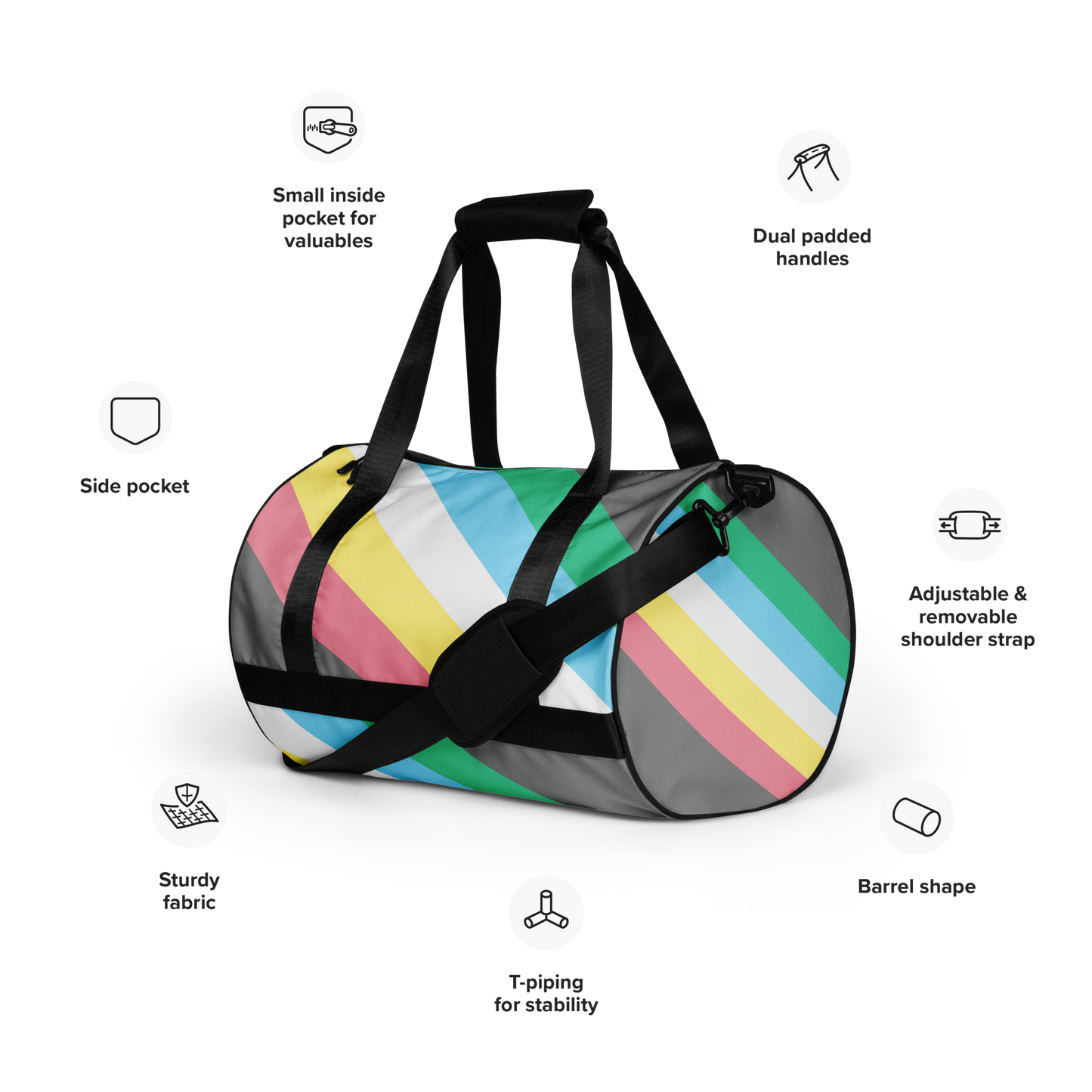 Disability Pride Flag gym bag